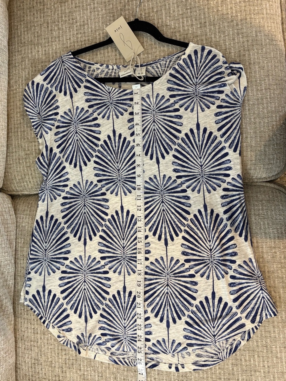 Joie Cream Top with Navy Burst Floral Print - Picture 8 of 8